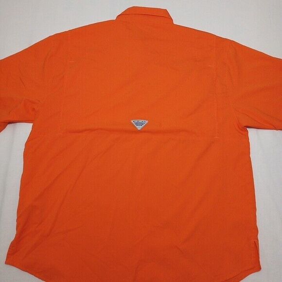 Columbia Men's Large Shirt Orange Auburn‎ Tigers Omni-Shade Button Up - Picture 9 of 10